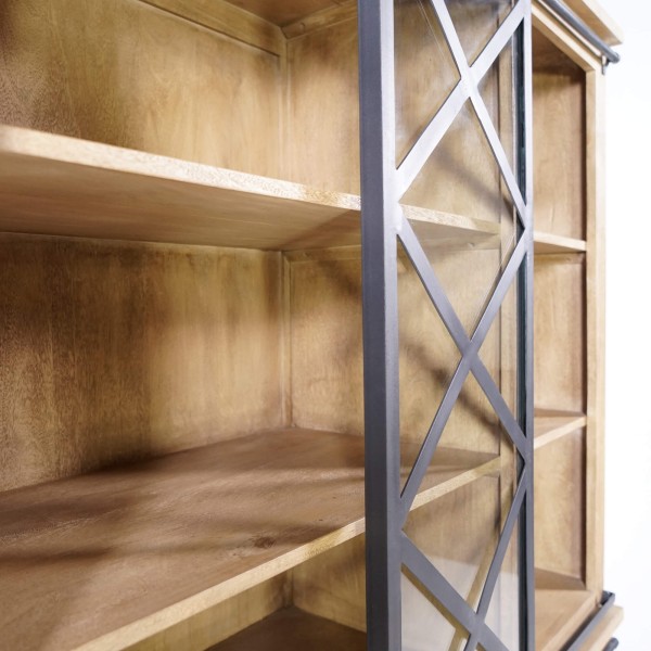 Vitrine im Industrial-Stil aus Massivholz 180 cm – Detroit