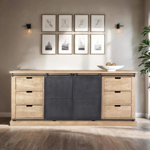 Industrial Sideboard aus Massivholz und Metall 200 cm – Detroit