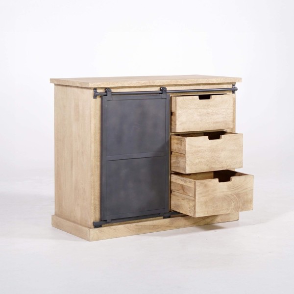 Sideboard im industriellen Stil aus Massivholz und Metall 100 cm – Detroit