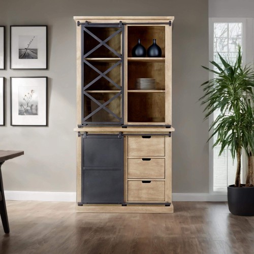 Vitrine aus Massivholz im Industriestil 100 cm – Detroit