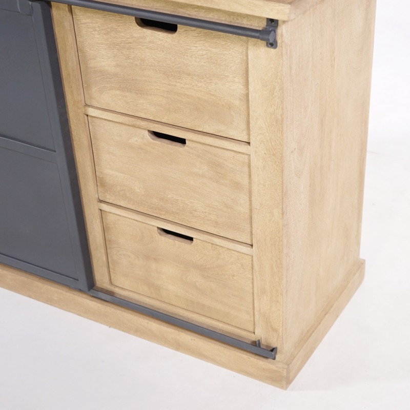 Vitrine aus Massivholz im Industriestil 100 cm – Detroit