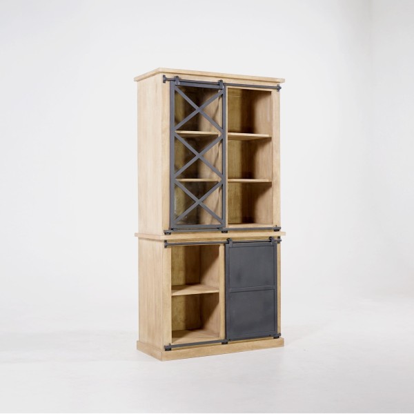 Vitrine aus Massivholz im Industriestil 100 cm – Detroit