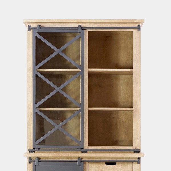 Vitrine aus Massivholz im Industriestil 100 cm – Detroit