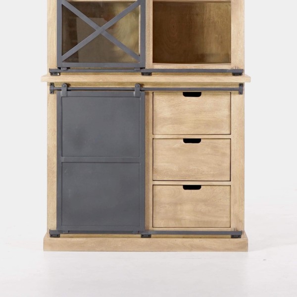 Vitrine aus Massivholz im Industriestil 100 cm – Detroit