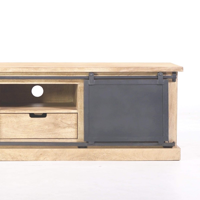 TV-Möbel aus Massivholz und Metall im Industrie-Stil 150 cm – Detroit