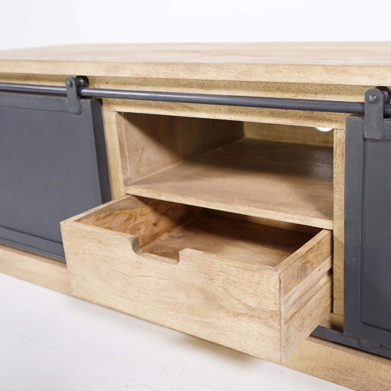 TV-Möbel aus Massivholz und Metall im Industrie-Stil 150 cm – Detroit