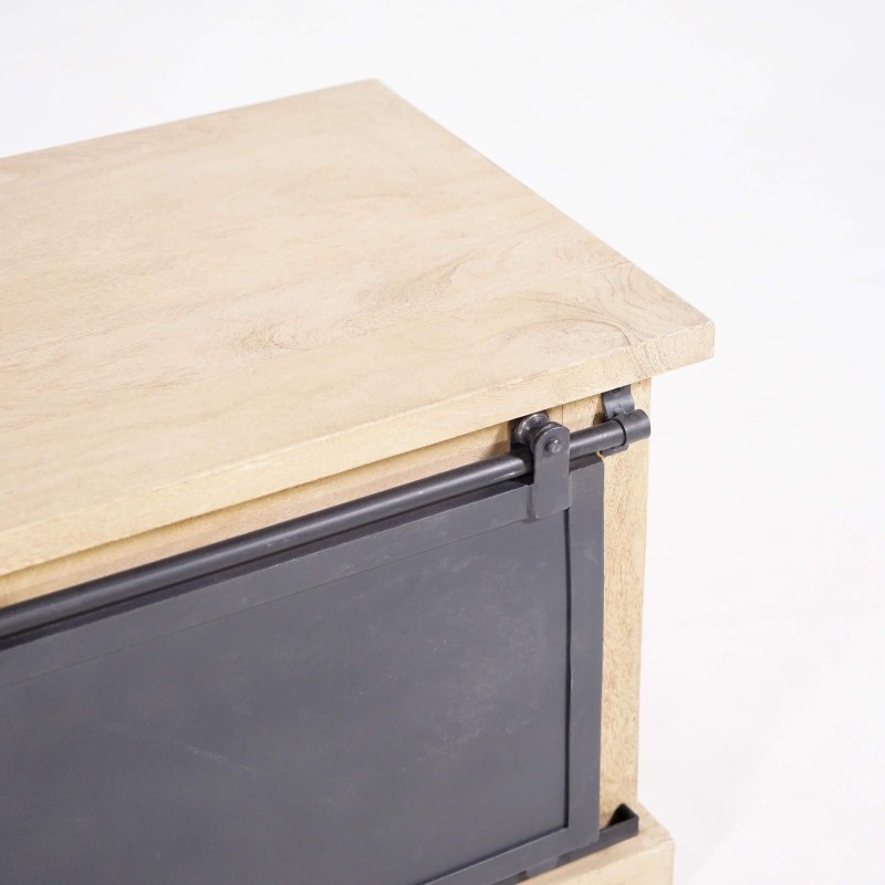 TV-Möbel aus Massivholz und Metall im Industrie-Stil – 200 cm – Detroit