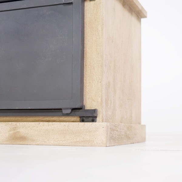 TV-Möbel aus Massivholz und Metall im Industrie-Stil – 200 cm – Detroit