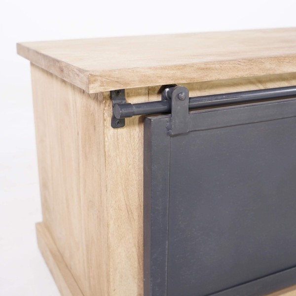 TV-Möbel aus Massivholz und Metall im Industriestil – 100 cm – Detroit