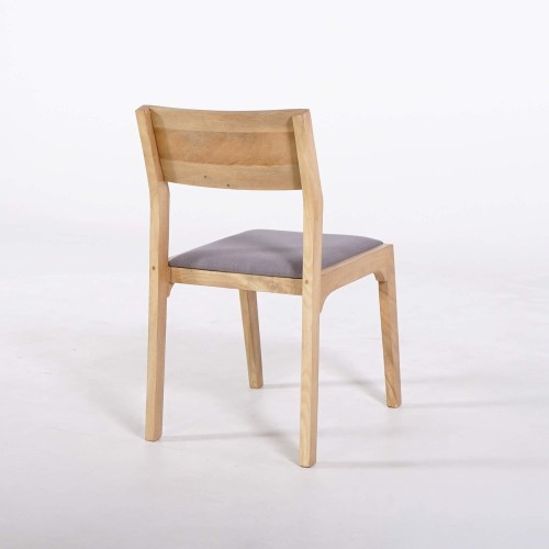 Stuhl aus Naturholz und grauem Stoff - Elegance