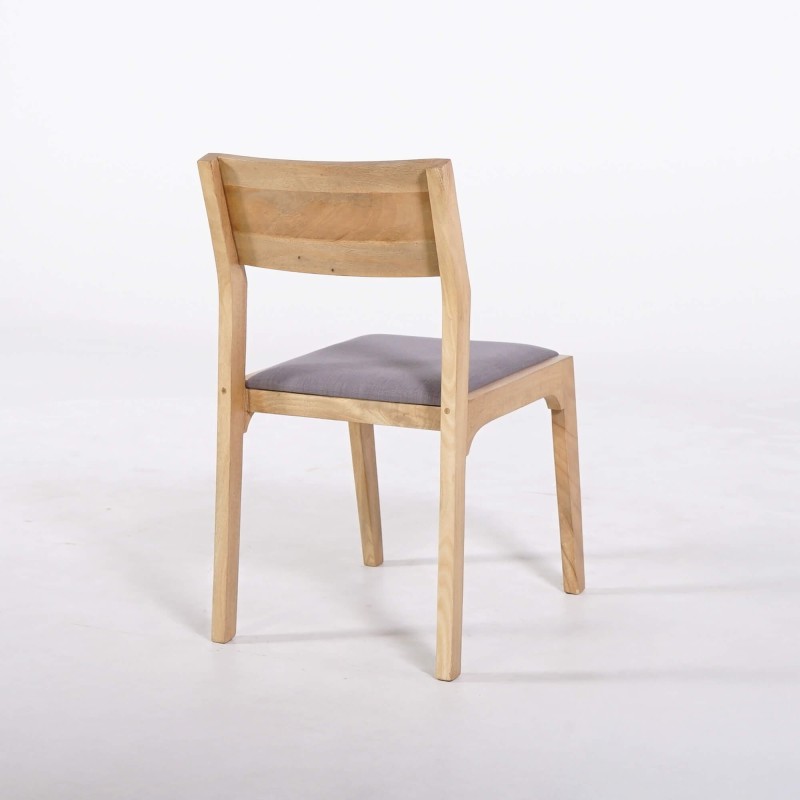 Stuhl aus Naturholz und grauem Stoff - Elegance