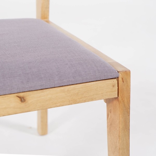 Stuhl aus Naturholz und grauem Stoff - Elegance