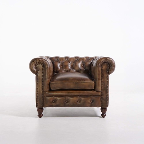 Chesterfield-Sessel aus echtem Leder – Edward