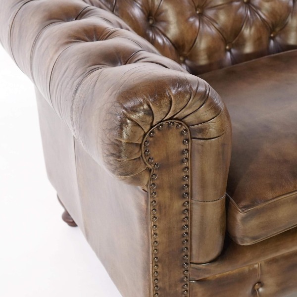 Chesterfield-Sessel aus echtem Leder – Edward