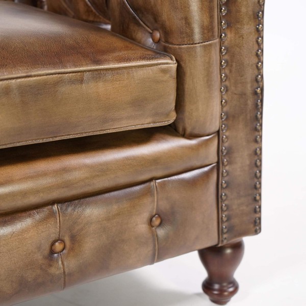 Chesterfield-Sessel aus echtem Leder – Edward