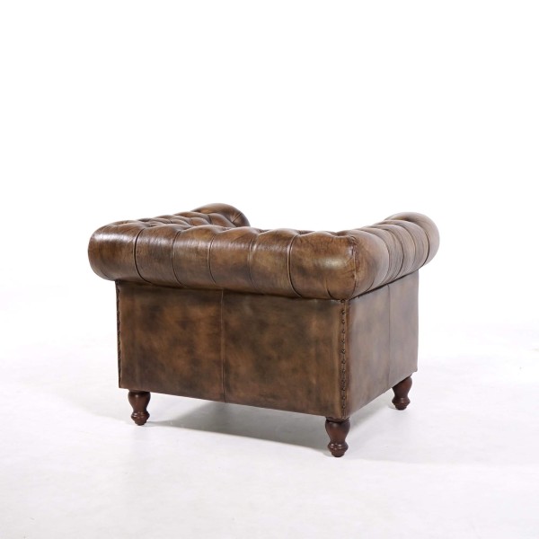 Chesterfield-Sessel aus echtem Leder – Edward