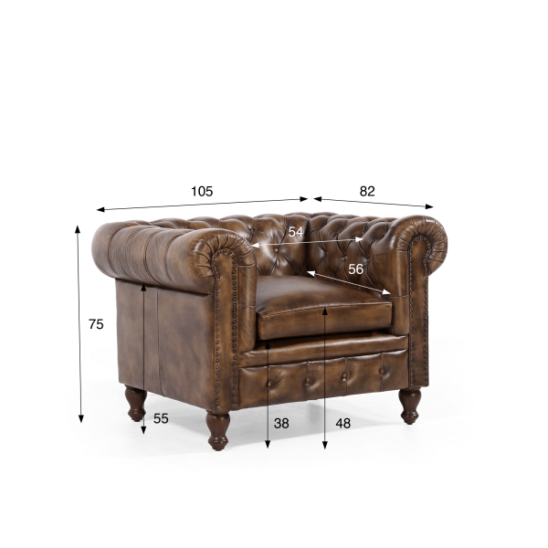 Chesterfield-Sessel aus echtem Leder – Edward