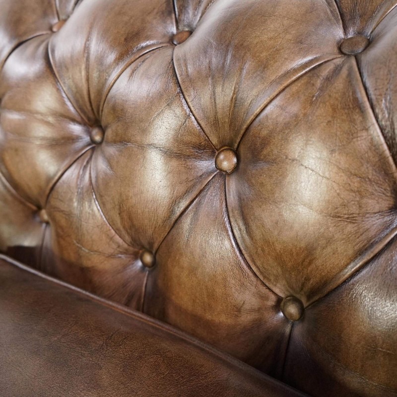 Chesterfield-Sofa aus echtem Leder, 3-Sitzer – Edward