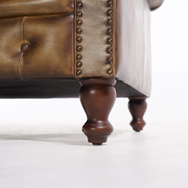 Chesterfield-Sofa aus echtem Leder, 3-Sitzer – Edward