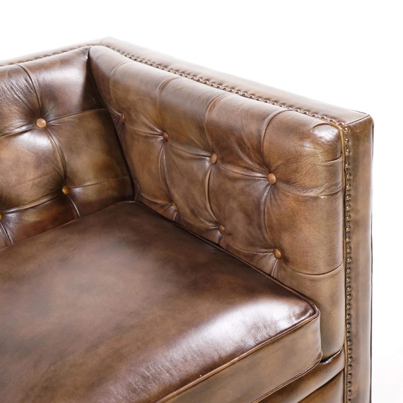 Kapitoniertes 2-Sitzer-Sofa aus Büffelleder Chesterfield – Charles