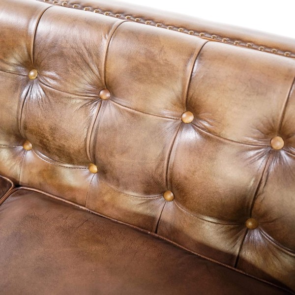 Kapitoniertes 2-Sitzer-Sofa aus Büffelleder Chesterfield – Charles