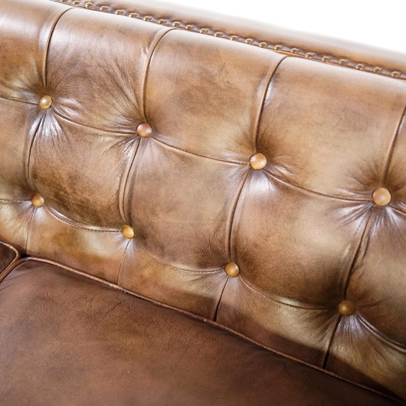 Kapitoniertes 2-Sitzer-Sofa aus Büffelleder Chesterfield – Charles