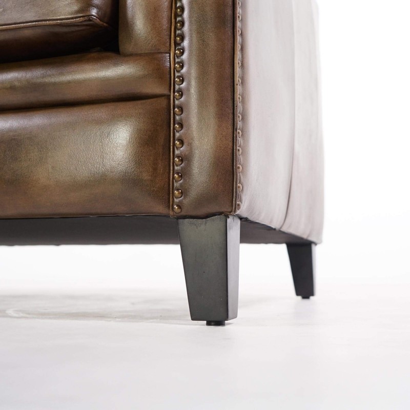 Kapitoniertes 2-Sitzer-Sofa aus Büffelleder Chesterfield – Charles