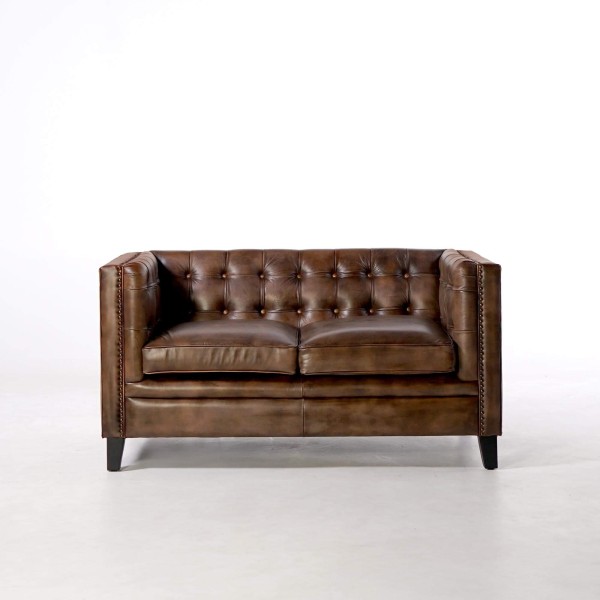 Kapitoniertes 2-Sitzer-Sofa aus Büffelleder Chesterfield – Charles