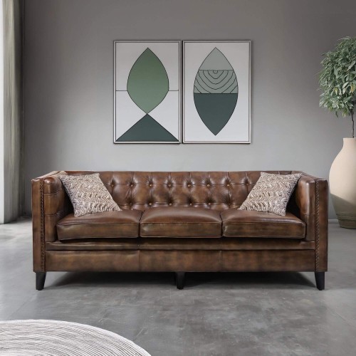 Chesterfield 3-Sitzer-Sofa aus kapitoniertem Büffelleder – Charles