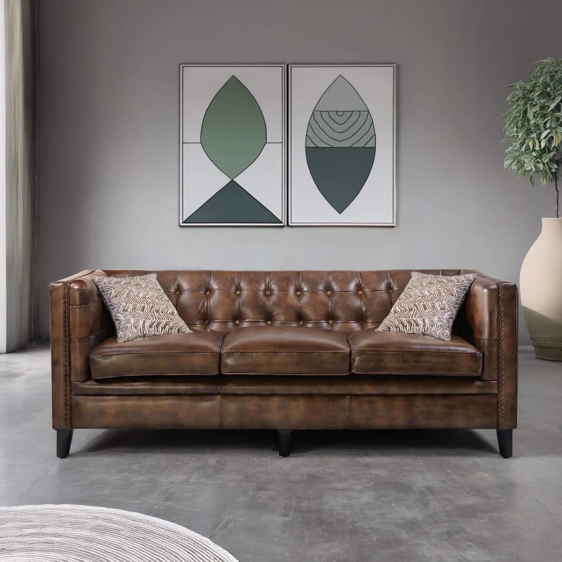 Chesterfield 3-Sitzer-Sofa aus kapitoniertem Büffelleder – Charles