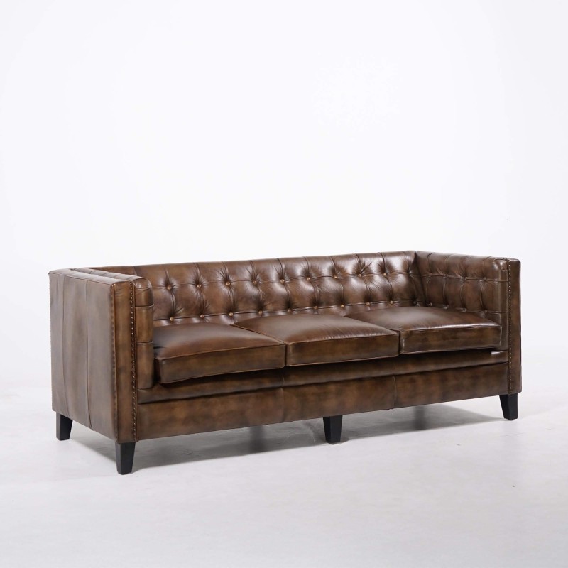 Chesterfield 3-Sitzer-Sofa aus kapitoniertem Büffelleder – Charles