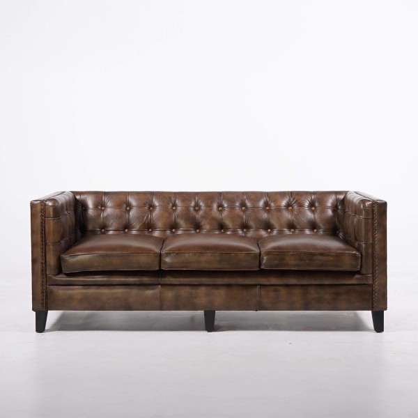 Chesterfield 3-Sitzer-Sofa aus kapitoniertem Büffelleder – Charles