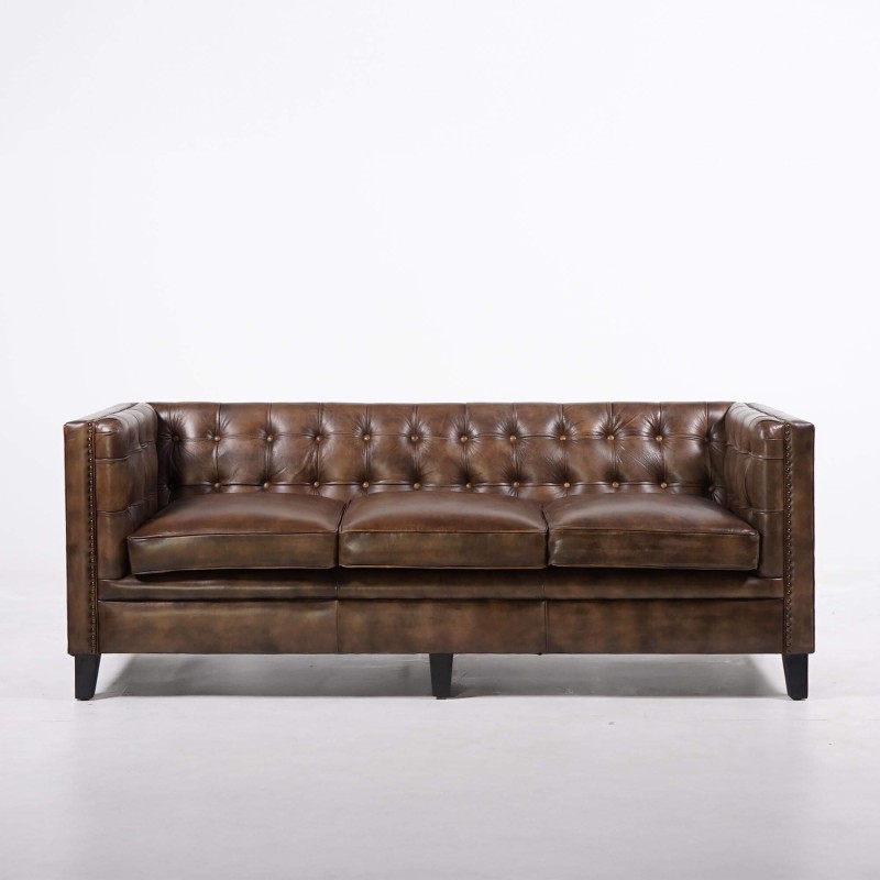 Chesterfield 3-Sitzer-Sofa aus kapitoniertem Büffelleder – Charles