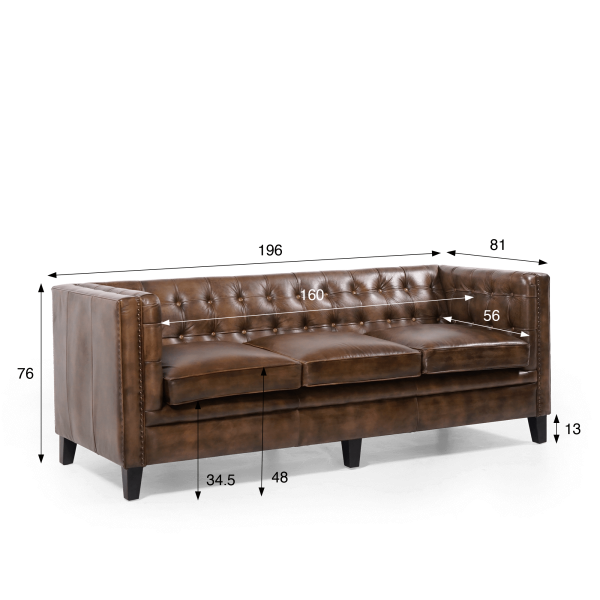 Chesterfield 3-Sitzer-Sofa aus kapitoniertem Büffelleder – Charles