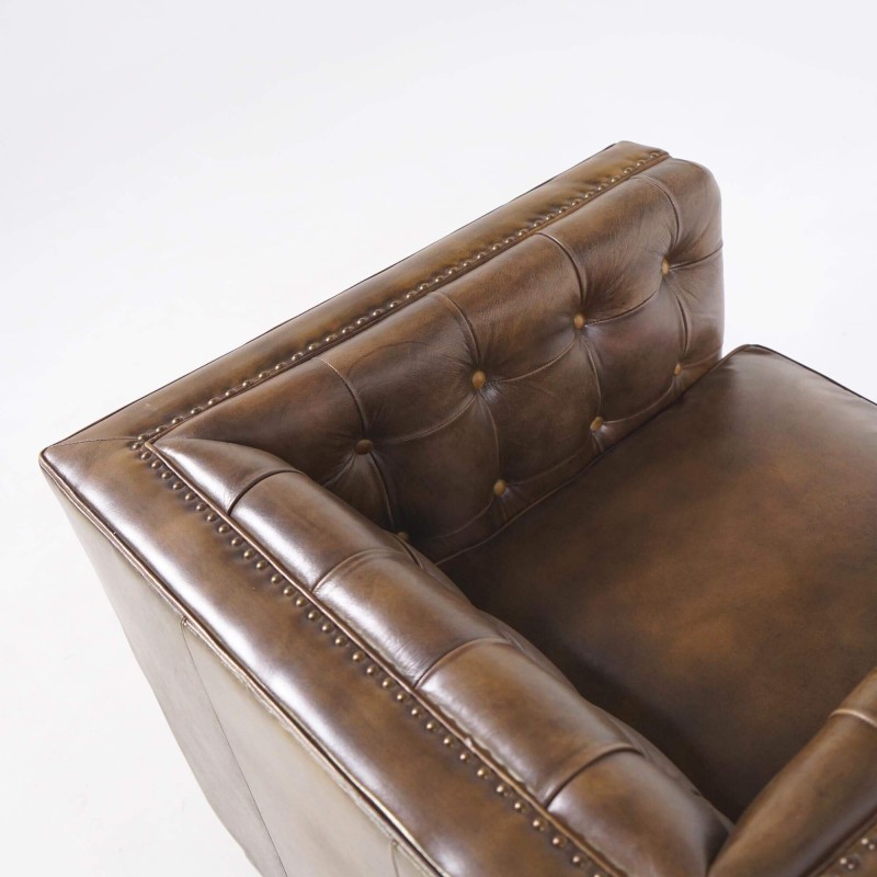Braunes Chesterfield-Sessel aus Büffelleder – Charles