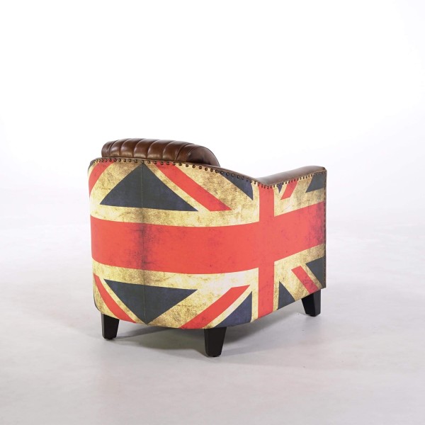 Clubsessel aus Leder mit britischer Flagge