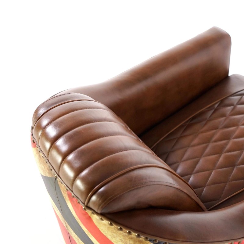 Clubsessel aus Leder mit britischer Flagge