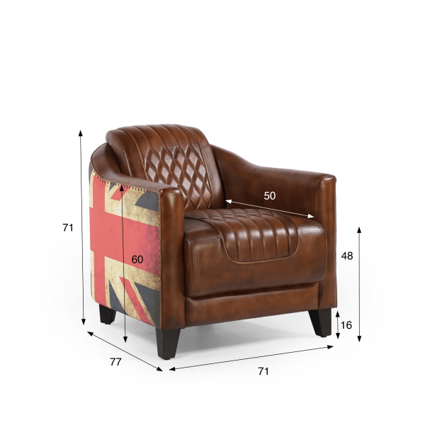 Clubsessel aus Leder mit britischer Flagge