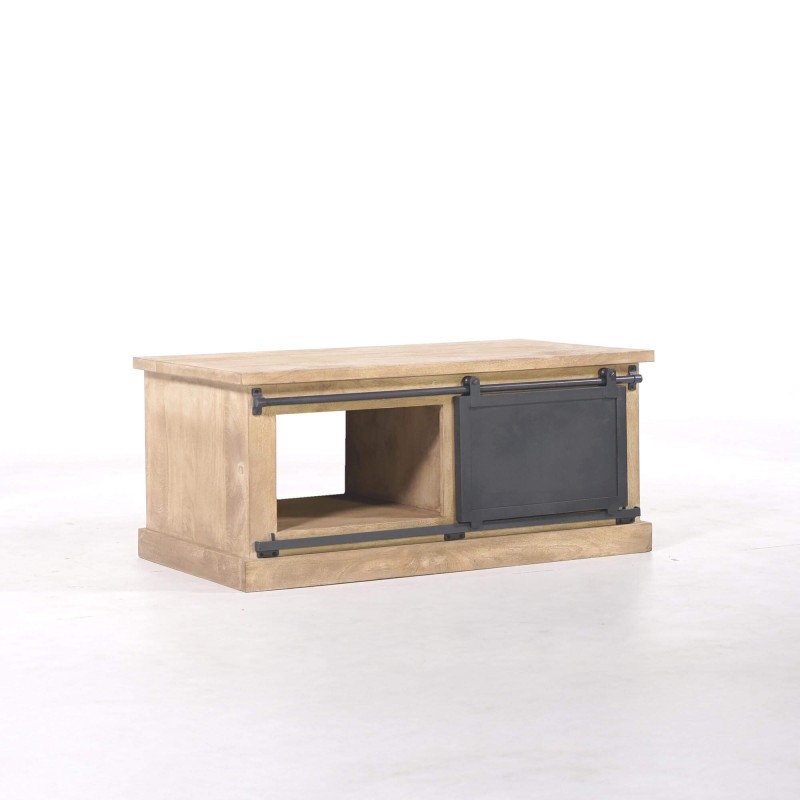 Couchtisch aus Massivholz und Metall im Industrial-Stil – Detroit