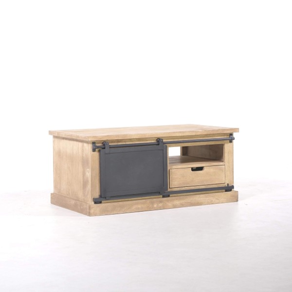 Couchtisch aus Massivholz und Metall im Industrial-Stil – Detroit