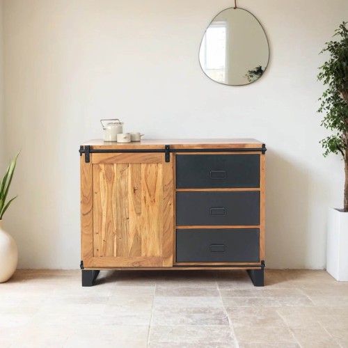 Kleines Buffet aus Holz und Metall 110 cm - Osaka