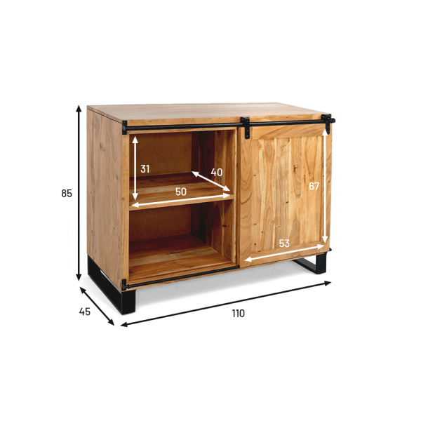 Kleines Buffet aus Holz und Metall 110 cm - Osaka