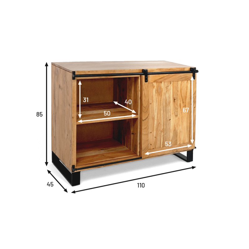 Kleines Buffet aus Holz und Metall 110 cm - Osaka
