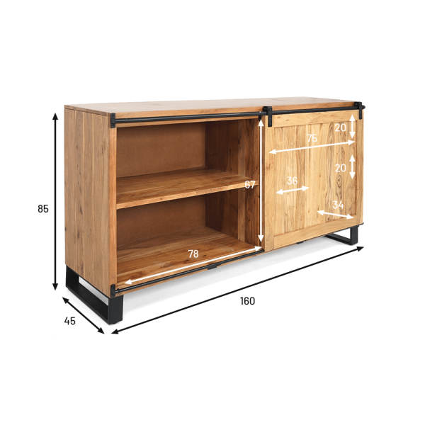 Anrichte aus Holz & Metall 160 cm - Osaka