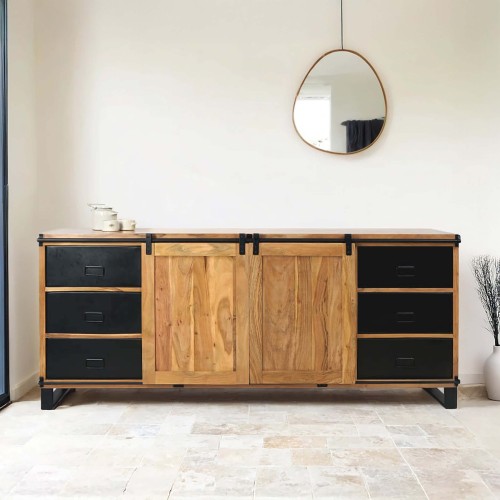 Großes Buffet aus Holz und Metall 200 cm - Osaka