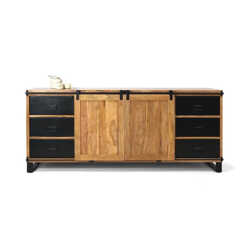 Großes Buffet aus Holz und Metall 200 cm - Osaka