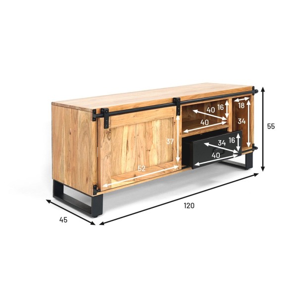 TV-Schrank Holz und Metall 120 cm - Osaka