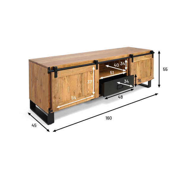 TV-Möbel aus Holz & Metall 160 cm - Osaka