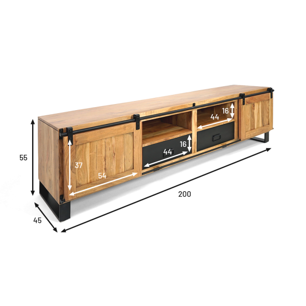 TV-Möbel aus Holz & Metall 200 cm - Osaka