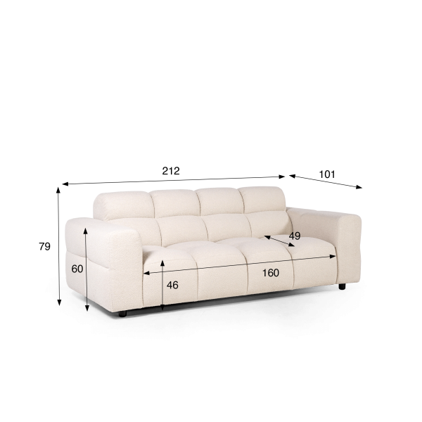 Gepolstertes Bouclé-Sofa 2/3-Sitzer – Elda